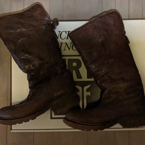Frye "Valerie" leather pull-on boots, shearling-lined - Picture 1 of 6